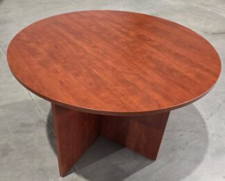 PL Series Cherry 42"D Round Table w/ Laminate X-Base - Used