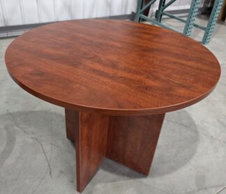 Harmony Cherry 36"D Round Table w/ Laminate X-Base - Used