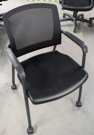 Harmony 3128 Mesh Back Vinyl Seat Mobile Stacking Guest Chair - Used