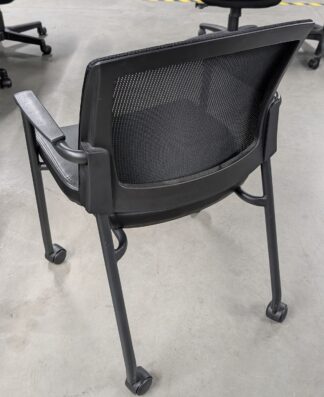Alternative view of Harmony 3128 Mesh Back Vinyl Seat Mobile Stacking Guest Chair - Used