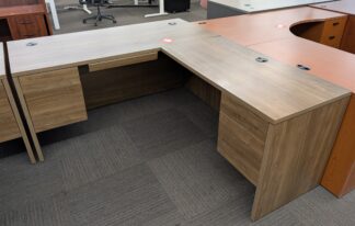HON Walnut L-Shape Desk - R Return w/ Hanging Peds & Pencil Drawer - Used