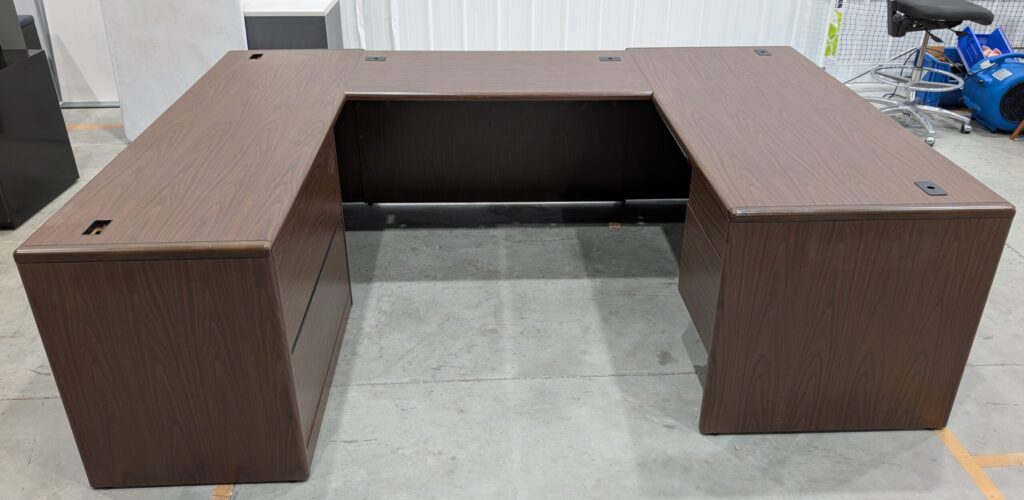 Walnut 72"x99" U-Shape Desk Set w/ Hanging Ped & Lateral File - Used