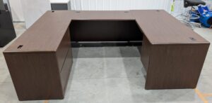 Walnut 72"x99" U-Shape Desk Set w/ Hanging Ped & Lateral File - Used