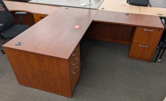 Cherry Laminate 72"x83" L-Shape Desk Set w/ Right Return - Used