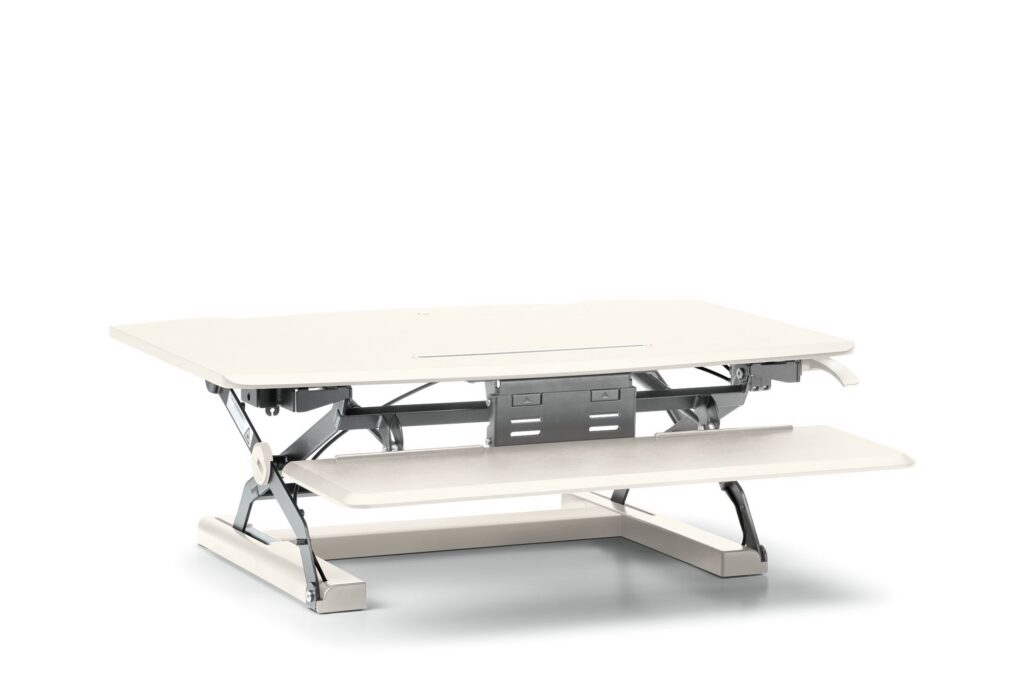 HON Coordinate White Sit & Stand Desktop Riser w/Keyboard Tray - New