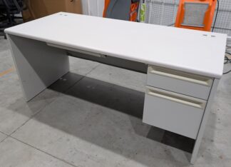 HON 38000 Single Hanging Pedestal Steel Desk w/ Pencil Drawer - Used