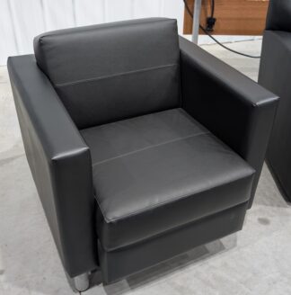 Heavy Duty Black Leather Club Chairs - Used