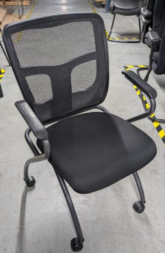 Mesh Back Nesting Arm Chairs w/ Casters - Used