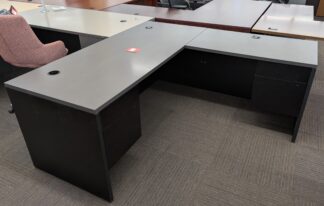 HON Charcoal/Black 6'x6' L-Shape Desk Set w/ Hanging Pedestals - Used