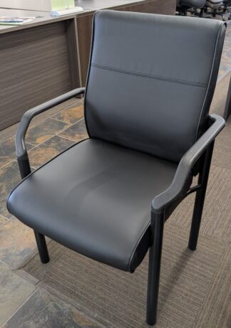 Black Padded Vinyl Stacking Guest Chairs w/ Arms - Used