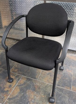 Black Fabric Mobile Stacking Guest Chairs w/ Arms - Used