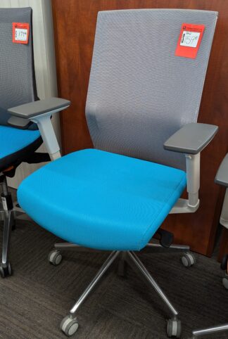 AMQ Blue/White Task Chair w/ Chrome Base - Used