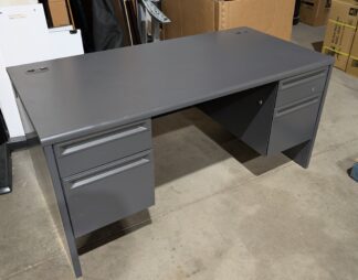 Charcoal 5'x30" Double Ped Steel Desk - Used