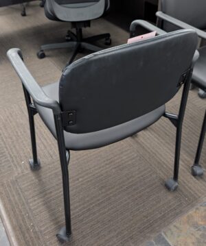 Alternative view of HON Black Vinyl Mobile Guest Chair w/ Arms - Used