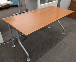 Cherry/Silver 5'x30" Adjustable Height Table w/ Slide Function - Used