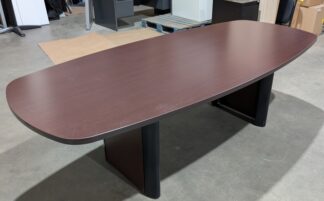 Cherry 8'x42" Rounded Boat Shaped Conference Table - Used
