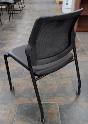 Alternative view of Black Vinyl Mesh Back Stacking Guest Chairs - Used