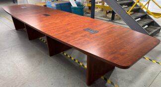 Cherry 16'x4' Boat-Shaped Conference Table - Used