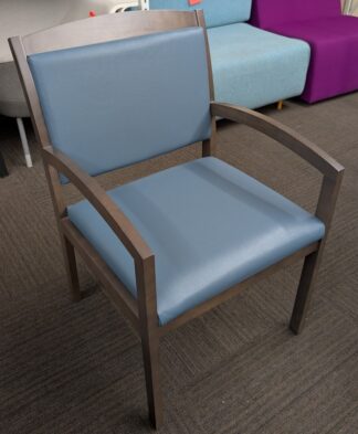 Blue Vinyl Mocha Frame Side Chairs - Used