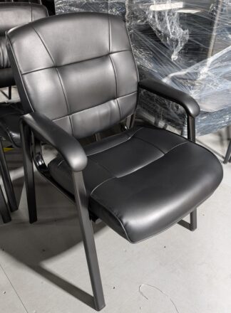 Black Vinyl Padded Side Chairs w/ Arms - Used