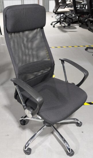 Charcoal Fabric High-Back Chair w/ Arms - Used