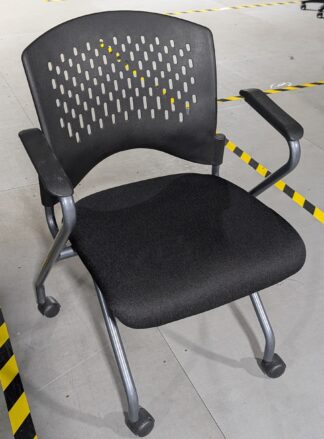 Black Fabric Seat Plastic Back Mobile Nesting Chairs w/ Arms - Used