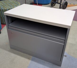 Silver 30"x18"x22.5"H 1-Drawer Lateral w/ Laminate Top & Storage Space - Used