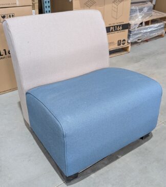Blue/Taupe Fabric 28"x27"x31"H Lounge Chair w/ 2 Casters - Used