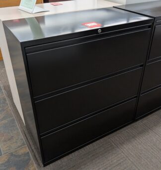Black 36"x18"x39"H 3-Door Lateral File - Used