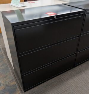 Black Repainted 36"x18"x39"H 3-Door Lateral File - Used
