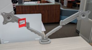Silver Heavy-Duty Dual Monitor Arm - Used