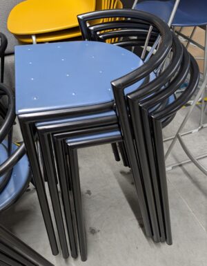 Alternative view of Blue Seat Black Frame Stacking Stools - Used