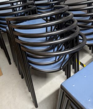 Alternative view of Blue Seat Black Frame Stacking Chairs - Used