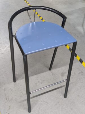 Blue Seat Black Frame Stacking Stools - Used