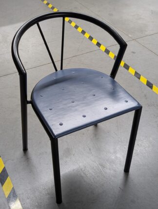 Blue Seat Black Frame Stacking Chairs - Used