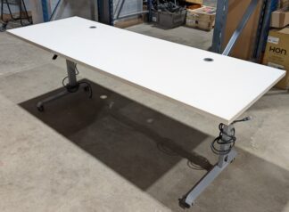 White 84"x30" Silver Base Mobile Training Tables - Used
