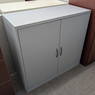Silver Teknion 42"x18"x40" 2-Door Storage Cabinets - Used