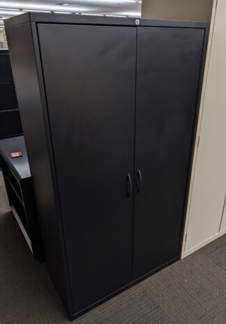 Black Teknion 3'x18"x65"H 2-Door Storage Cabinet - Used