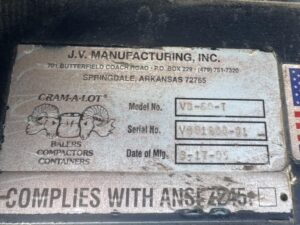 **SALE PENDING** Cram-A-Lot Cardboard Baler Model VB-60-T - Used - Image 6