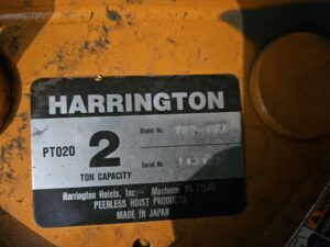 Harrington ERO20L 2-Ton Electric Chain Hoist withTS2-117 Manual Trolley - Used - Image 7