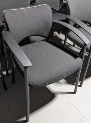 Teknion "Amicus" Black Striped Fabric Guest Chair w/ Arms - Used