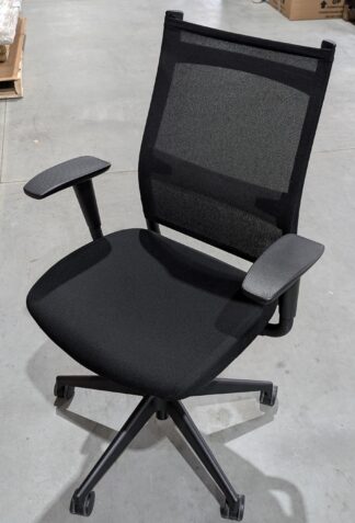 SitOnIt "Wit" Black Mesh Mid Back Task Chair w/ Fixed Arms - Used