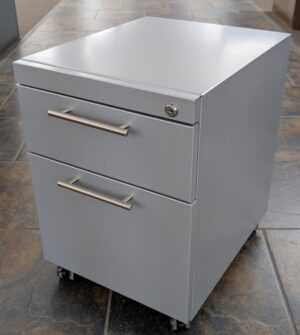 Silver 15"x19"x21"H Box File Mobile Pedestal w/ Chrome Handles - Used