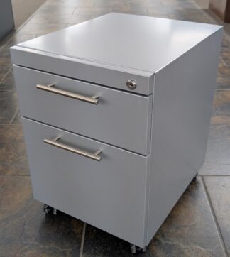 Silver 15"x19"x21"H Box File Mobile Pedestal w/ Chrome Handles - Used