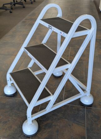 ULINE Grey 3-Step Rolling Step Ladder - Used