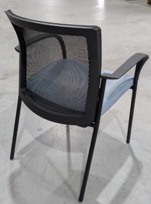 Alternative view of Global Black Mesh Blue Vinyl Stack Chairs - Used