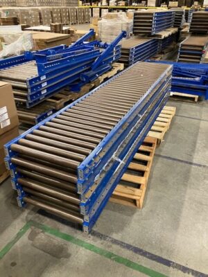 24” Wide 1.9” Roller on 3” Centers Blue / 10’-0” long Gravity Conveyor – Used - Image 4
