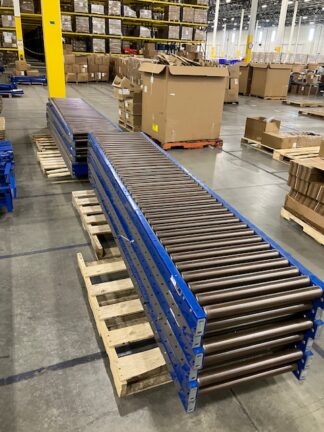 24” Wide 1.9” Roller on 3” Centers Blue  / 10’-0” long Gravity Conveyor – Used