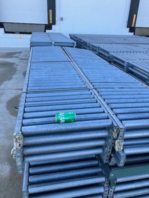 Alternative view of 24” Wide 1.9” Roller on 3” Centers Galvanized  / 10’-0” long Gravity Conveyor – Used