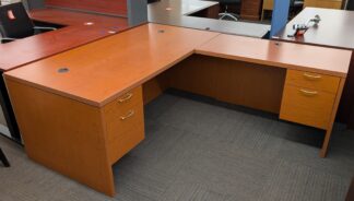 HON Bourbon Cherry 6'x7' L-Shape Desk - Used